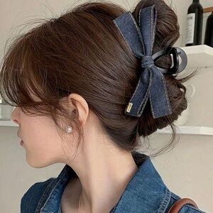 1pc Large Satin Ribbon Bow Hair Clip, High-End Hairpin Bun Clamp With Streamers